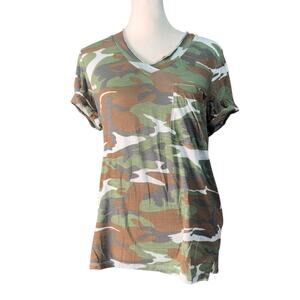 T.LA Anthropologie Womens Camo Pocket Tee Sz Small Soft Slouchy Utility Top